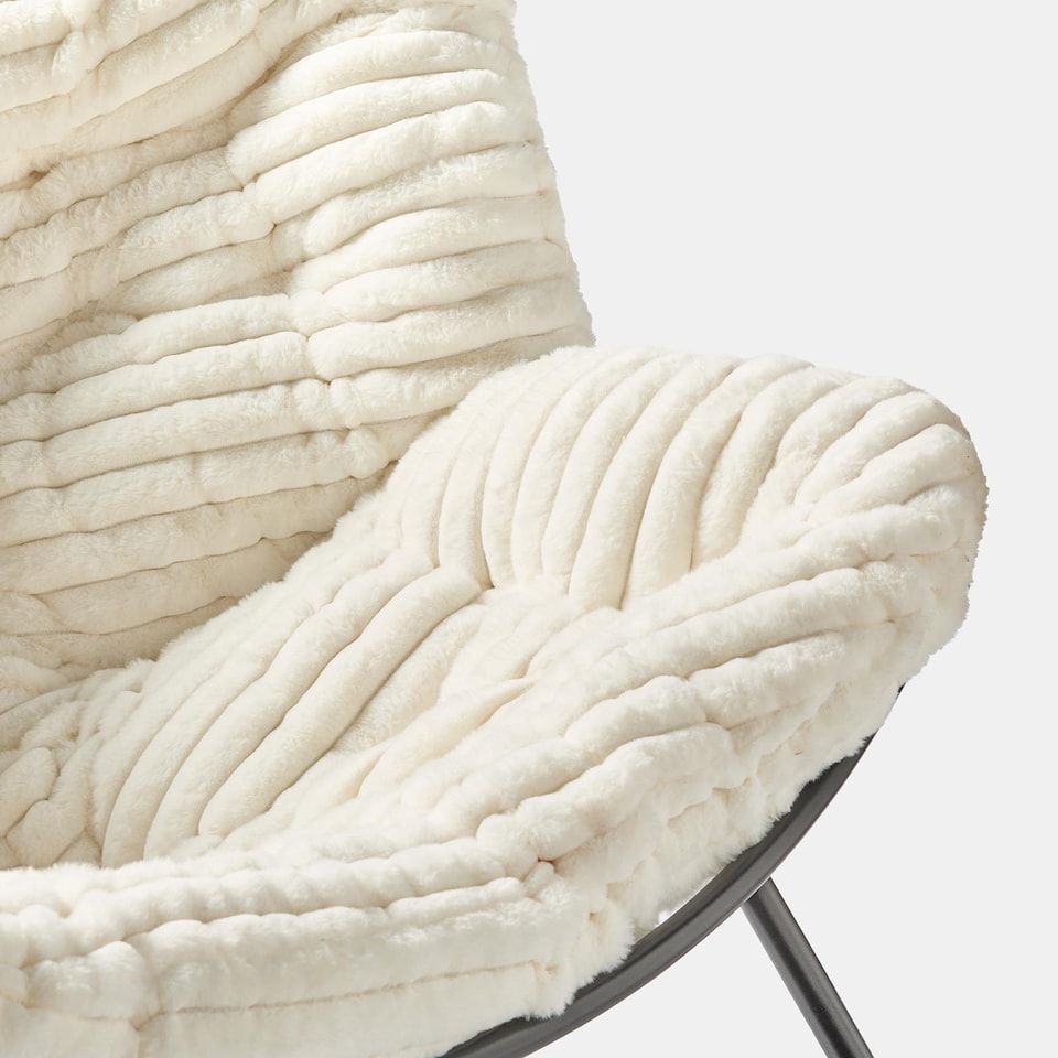 image 1 of OHS Ribbed Faux Fur Rocking Chair Upholstered Metal Frame Cushioned