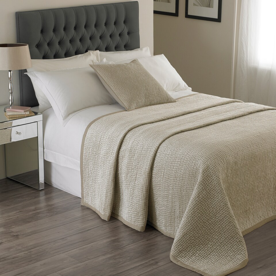 image 1 of Paoletti Brooklands Bedspread, Champagne, 265 x 265cm