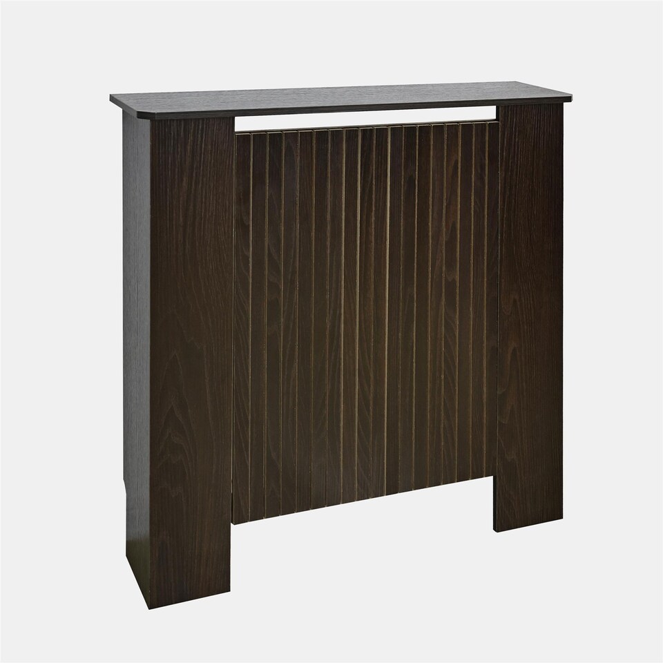 image 1 of OHS Ribbed Small Radiator Cover Slatted Engineered Wood | Brown | Dark Brown Wood