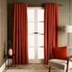 image 1 of OHS Woven Textured Panel Pair Blackout Eyelet Curtains, 90x90" Orange | Rust