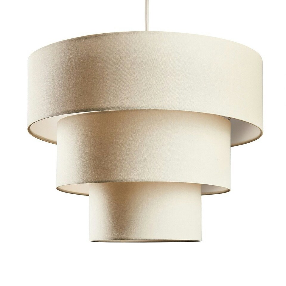 image 1 of ValueLights 3 Tier Cream Faux Silk Ceiling Pendant Light Shade