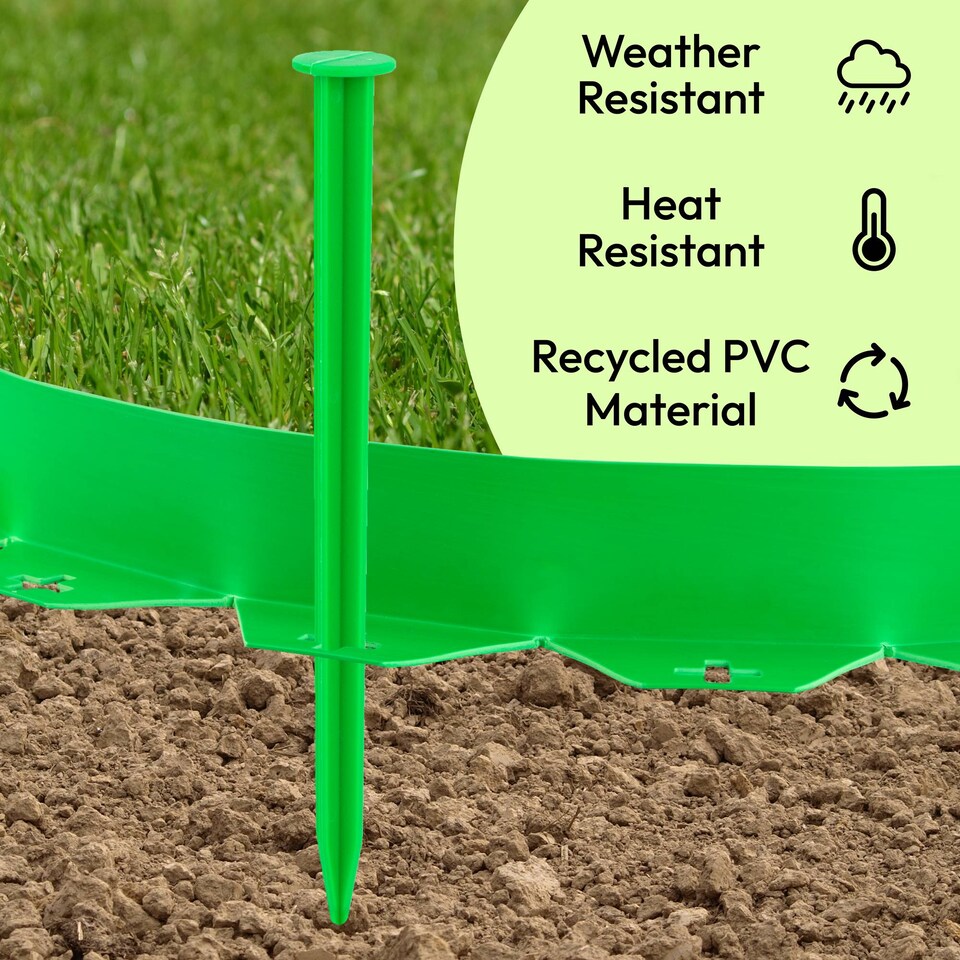 image 1 of KCT 40m Metre Green Flexible Plastic Lawn Edging Grass Border with Pegs Garden Edger Heavy Duty Flower Bed