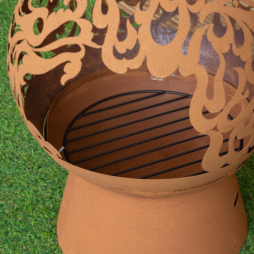 image 1 of 57cm Steel Helios Fireglobe Outdoor Garden Fire Pit