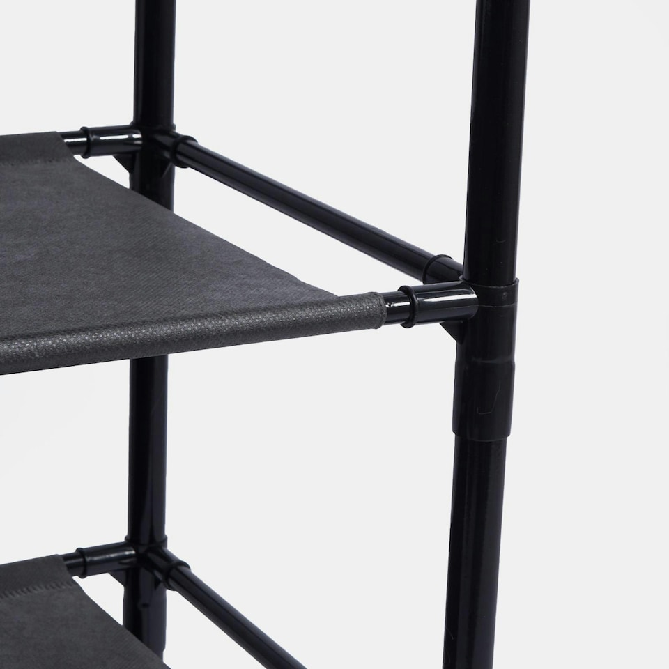 image 1 of OHS 16 Hook 5 Tier Shelving Organiser Wire Rack Storage Unit - Black
