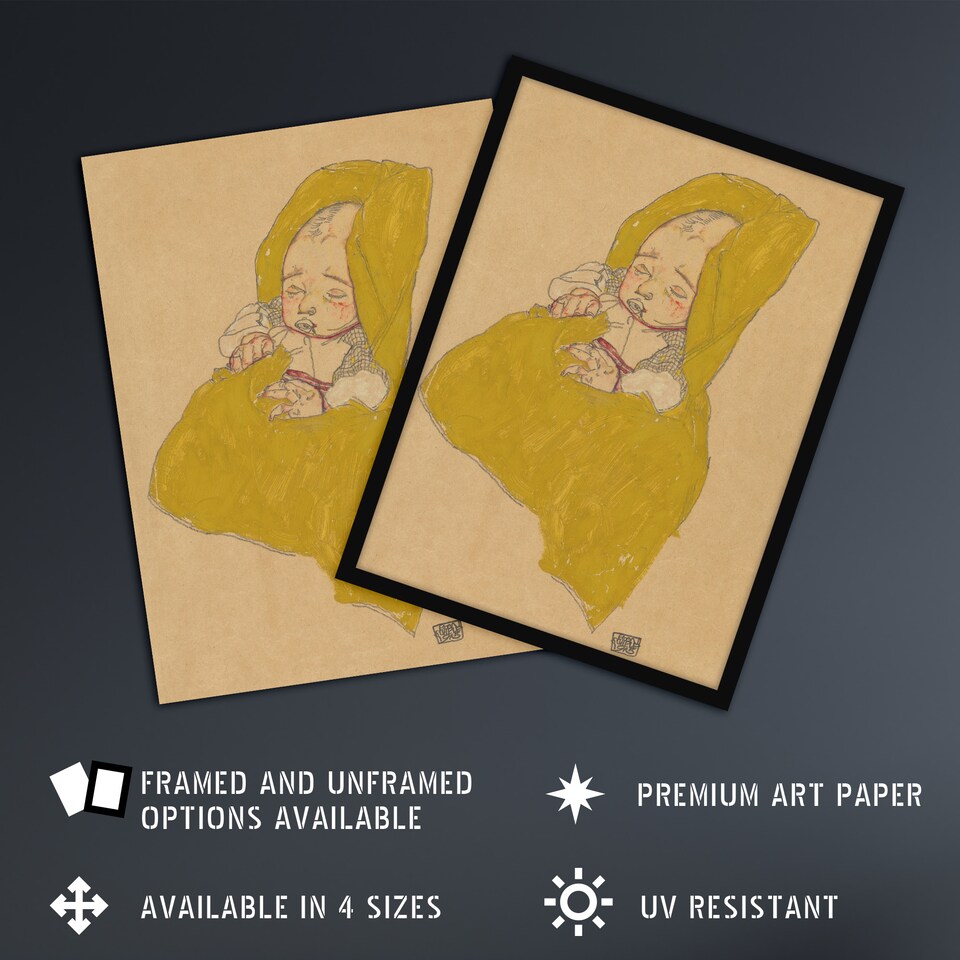 image 1 of Infant Portrait in a Changing Pad Schiele Framed Wall Art Print 12X16"