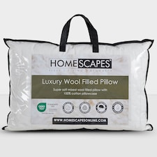 Homescapes Premium Wool Pillow with Quilted Case, 19 x 29" White