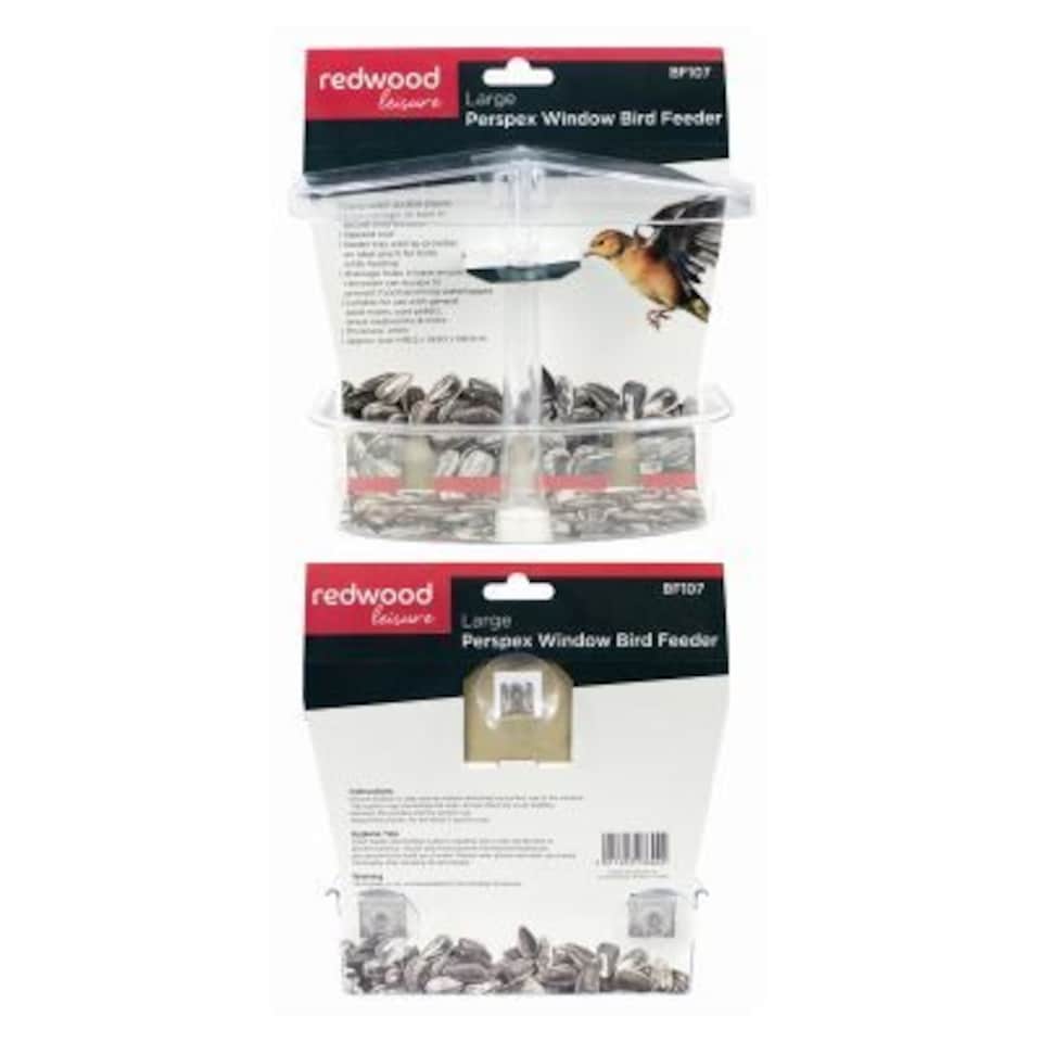 Redwood Perspex Window Bird Feeder - 20cm x 16.5cm