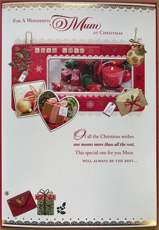 image 1 of Nice Verse Gold Foil Quality New Xmas Greeting Card - MUM AT CHRISTMAS