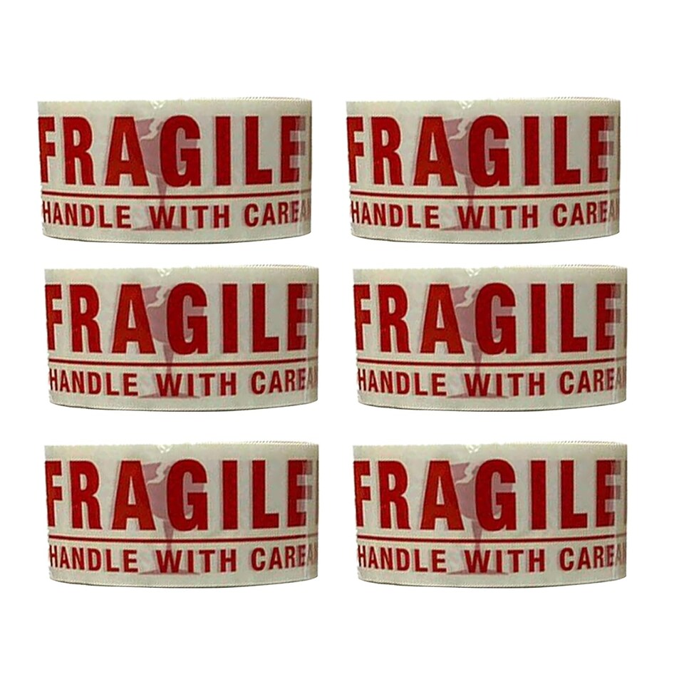 KAV Fragile Packing Tape - Super Strong and Low Noise Fragile Tape for Boxes - Packaging Tape with Fragile Print, 48mm x 66m (6)