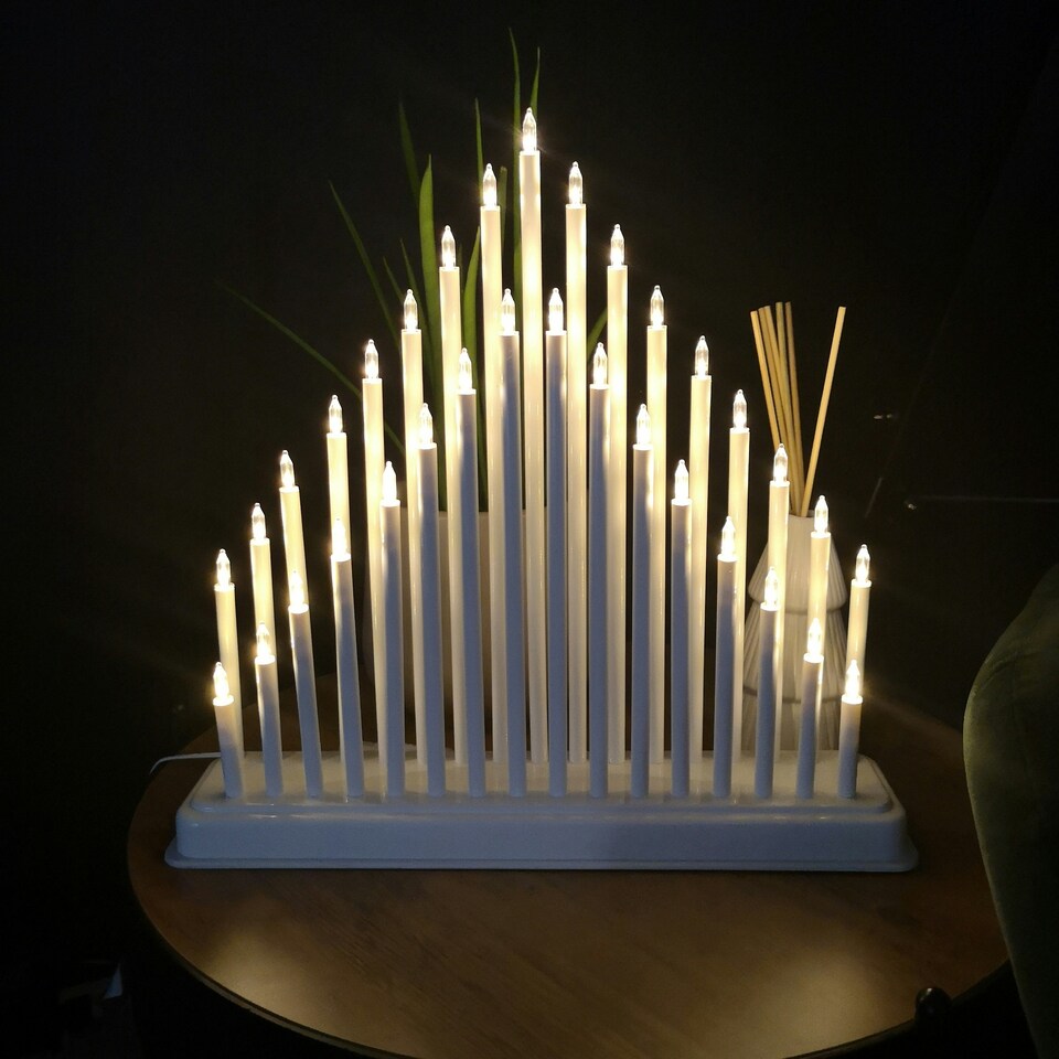 image 1 of 34cm Warm White LED White Candle Bridge Christmas Decoration