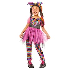 Bristol Novelty Girls Harlequin Costume - Black/Pink/Multicoloured - 3-4 Years 3