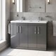 image 2 of Balterley Millwich Contemporary 4 Door Floor Standing Vanity Unit with Basin, Gloss Grey, 1200mm