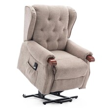 Harrogate Single Motor Electric Rise Recliner Fabric Lift Riser Chair (Brown)