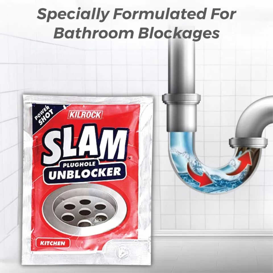 image 1 of Kilrock Slam Plughole Unblocker Kitchen Hair Clog Dirt Cleaner