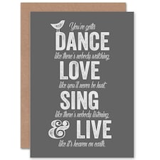 Dance Love Sing Live Mono Friendship Card