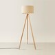 image 4 of ValueLights Barbro Wood Tripod Floor Light Lamp Natural Shade | Cream