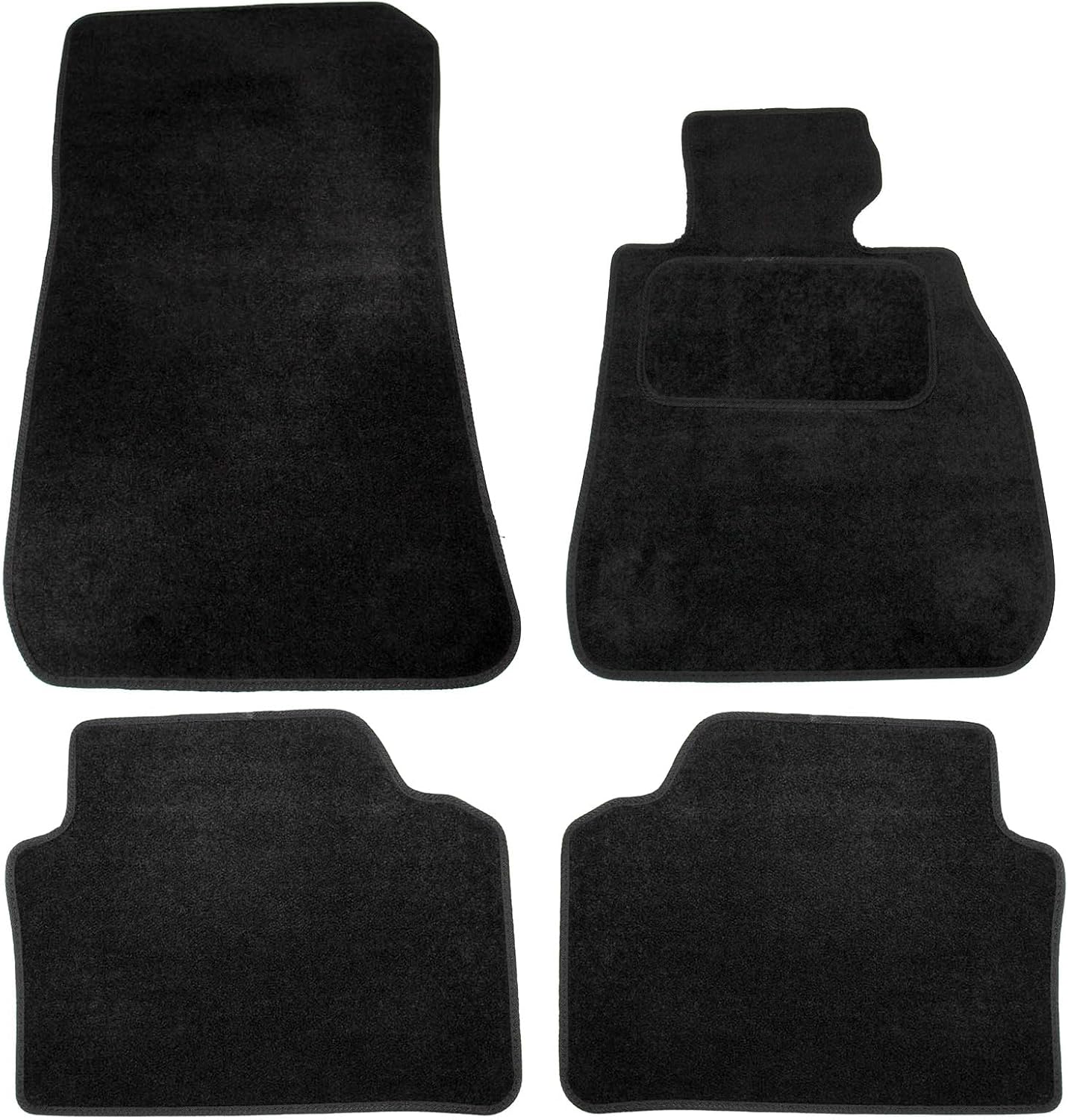 Actiasmat - Black Tailored Carpet Car Mats for BMW 3 Series 2005-2013 4-Piece Set with Velcro Tabs