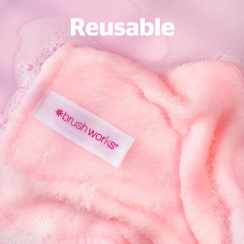 image 1 of Brushworks Makeup Remover Cloths - 3 Pack Reusable | Pink | Pink | One Size | 1