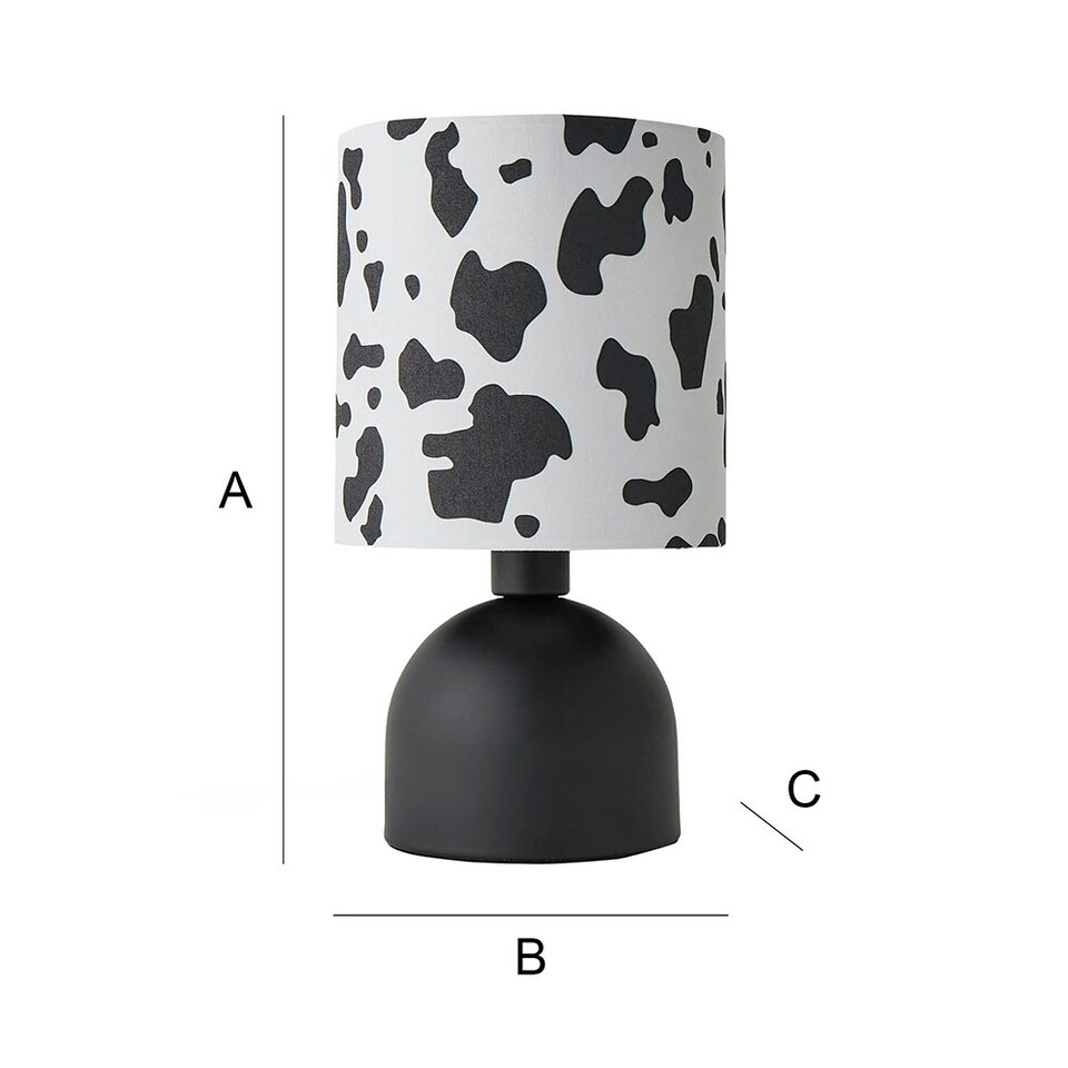 image 1 of ValueLights Miley Cow Print Shade Matte Black Table Lamp & Bulb Black
