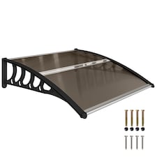 Outsunny Door Canopy Outdoor Awning Rain Shelter for Window Porch, Brown | Brown