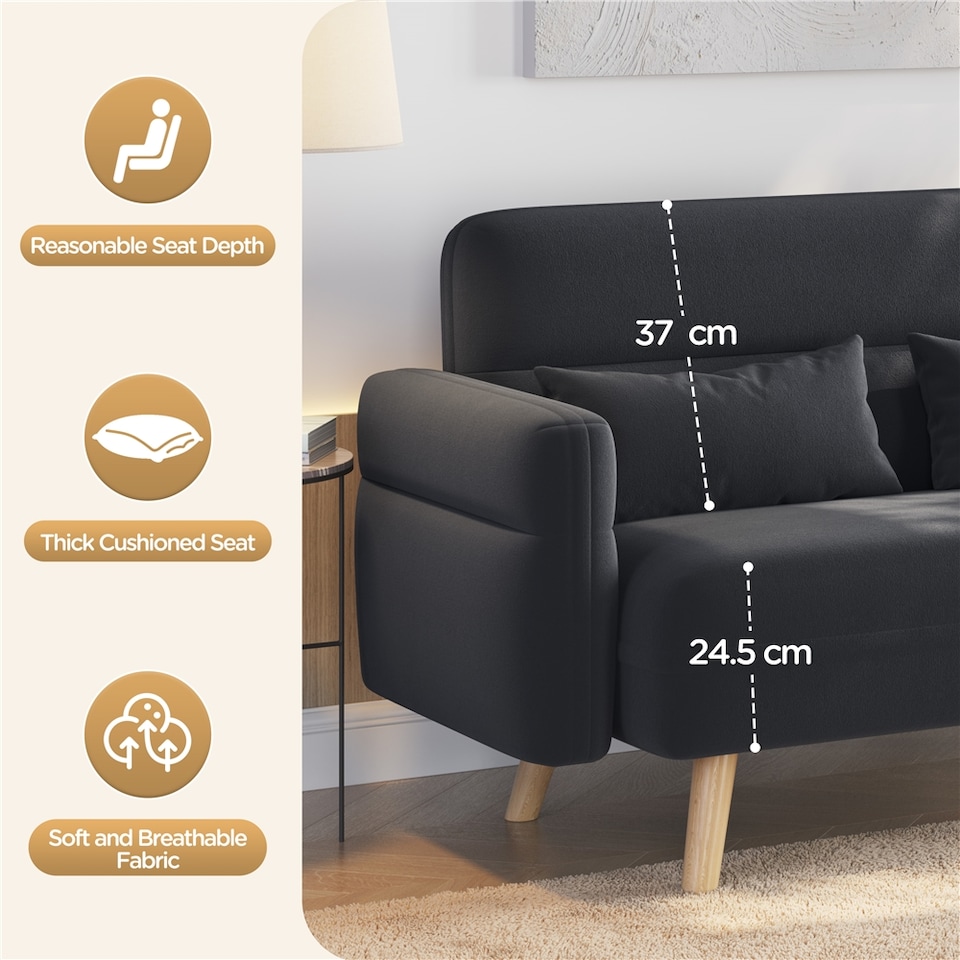 image 1 of Yaheetech Modern 2 Seater Sofa Couch for Small Space-Dark Grey