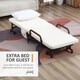 image 3 of HOMCOM Folding Bed with Mattress, Single Guest Bed, Portable Fold Bed with Adjustable Backrest, Metal Frame on Wheels, White, 190 x 76 cm