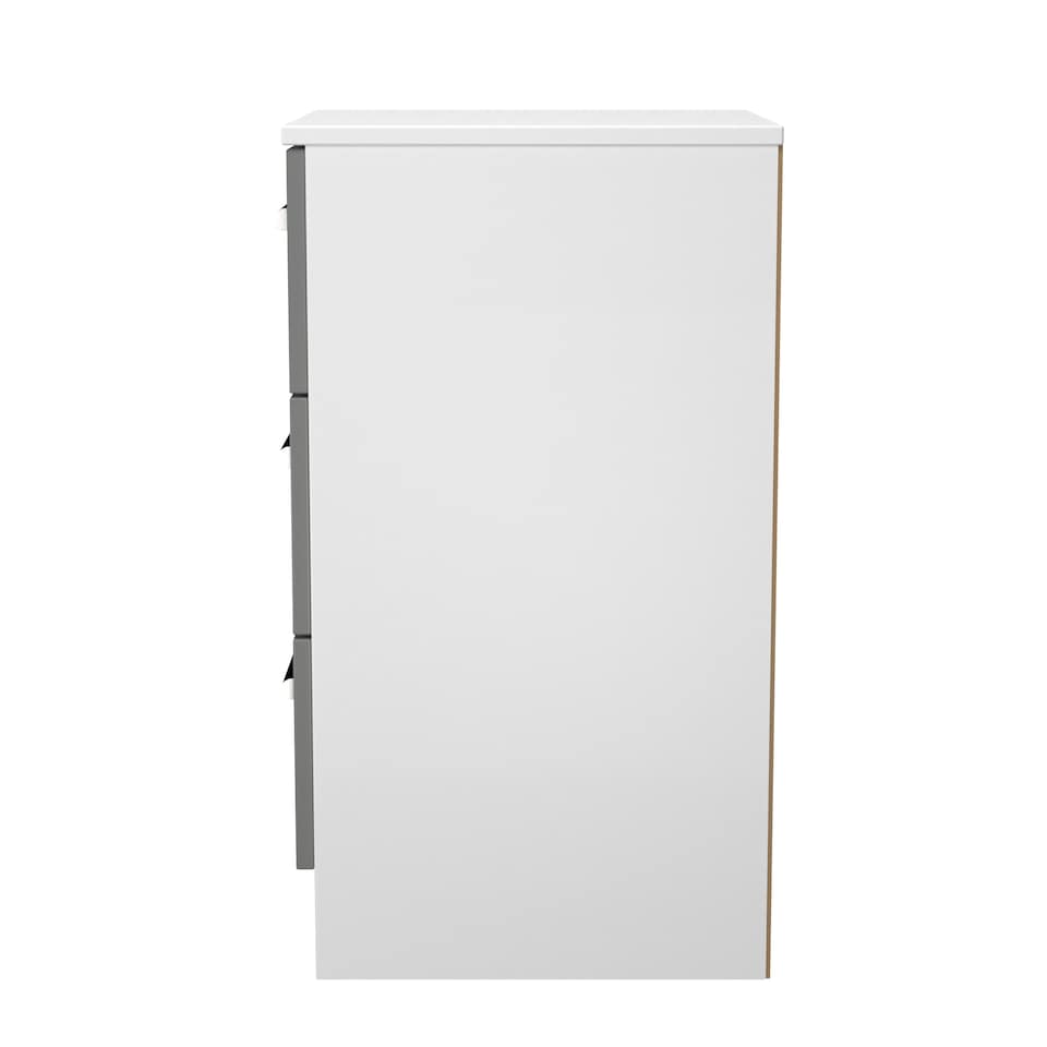 image 1 of Trent 3 Drawer Bedside Cabinet in Dusk Grey & White Matt (Ready Assembled) | Grey | Dusk Grey & White Matt