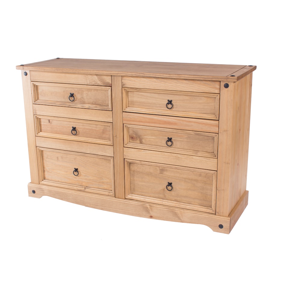 image 1 of Premium Corona 3+3 Drawer Wide Chest of Drawers - Classic Mexican Pine Bedroom Storage Cabinet | Brown | Brown | 1