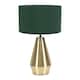 image 1 of ValueLights Jax Antique Brass Touch Table Lamp Forest Green Shade