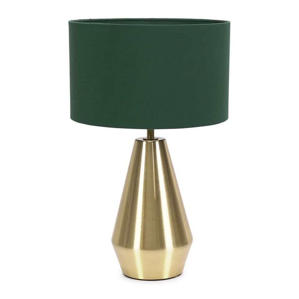 image 1 of ValueLights Jax Antique Brass Touch Table Lamp Forest Green Shade