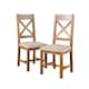 image 7 of Pair Of High Slatted Back Dining Chairs Wool Seat Solid Oak Legs Fully Assembled | Brown