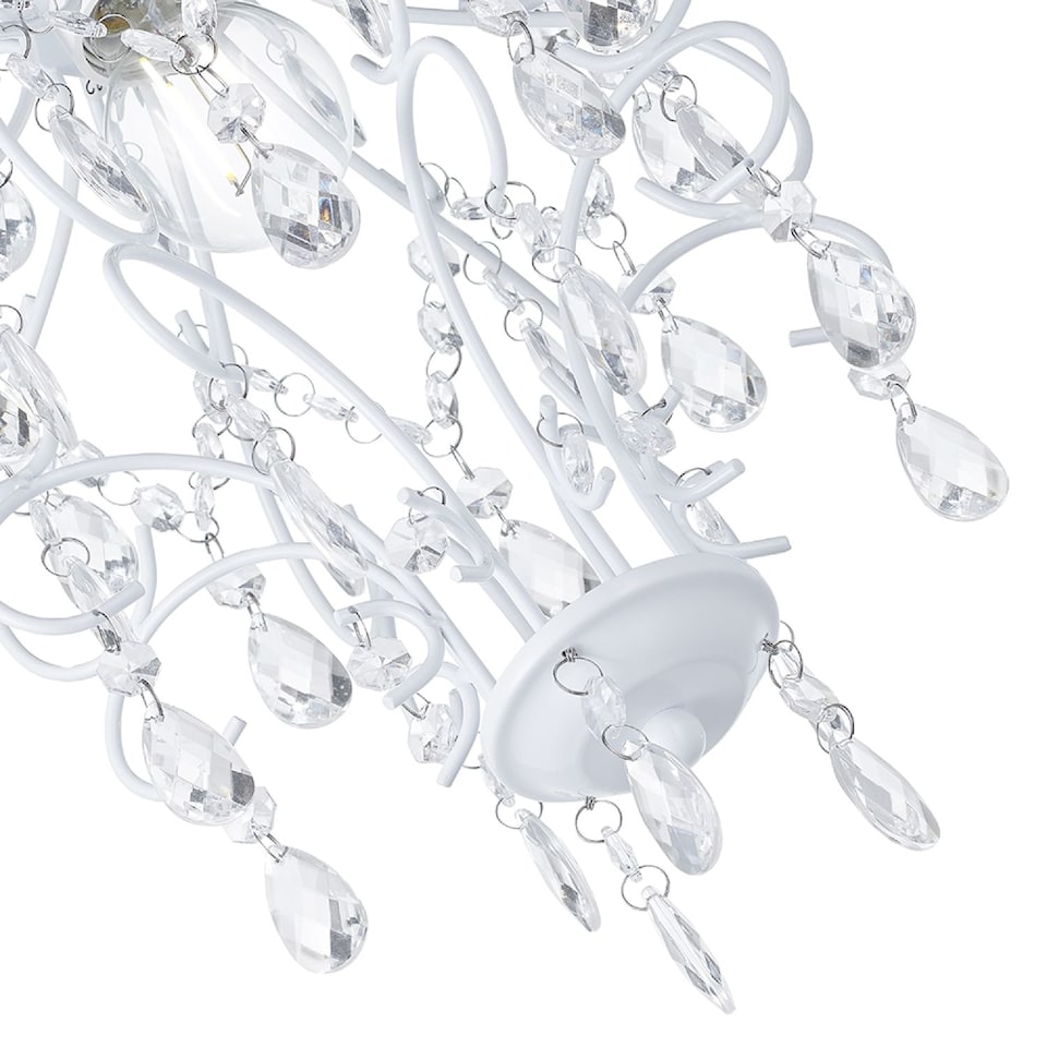 image 1 of Matt White Shabby Chic Chandelier Style Pendant Ceiling Lamp Shade with Acrylic | White | White | 1