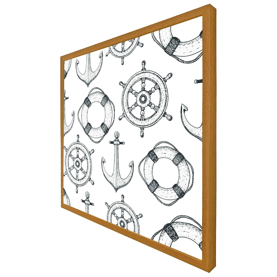 image 1 of Anchor & wheel (Picture Frame) Brown | Oak | XL