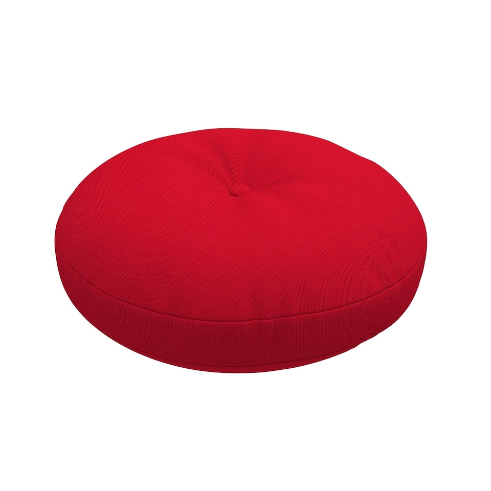 image 1 of Covers&All Sunbrella Round Tufted Seat Cushion, Outdoor Indoor Patio Chair Cushions with Button Accent, 18 x 3, Canvas Jockey Red