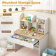 image 2 of COSTWAY Kids Wooden Study Desk Children Writing Table with Hutch & Drawer