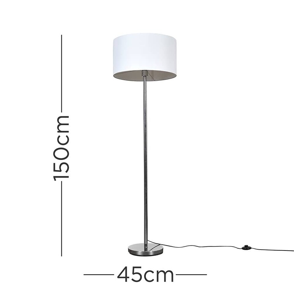image 1 of ValueLights Charlie Black Floor Lamp Black Velvet Gold Shade & Bulb | White