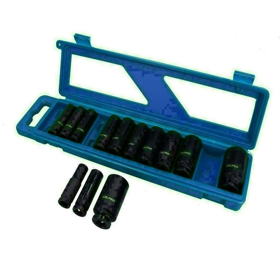 image 1 of 1/2" Drive Air Impact Wrench 406 ft/lbs + 13pc Deep Metric Impact Sockets 13 - 32mm