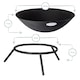 image 3 of Harbour Housewares 56cm Steel Fire Pit - Outdoor Garden Patio Fire Bowl Brazier Heater Stove for Wood Log Charcoal Burning