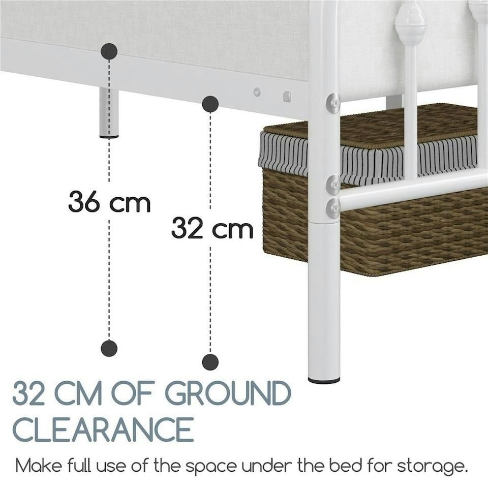 image 1 of Yaheetech 190 cm L × 90 cm W Modern Metal Bed Frame with Arched Headboard White