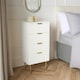 image 2 of OHS 4 Drawer Modern Ribbed Office Side Bedroom Nightstand Bedside Table - White