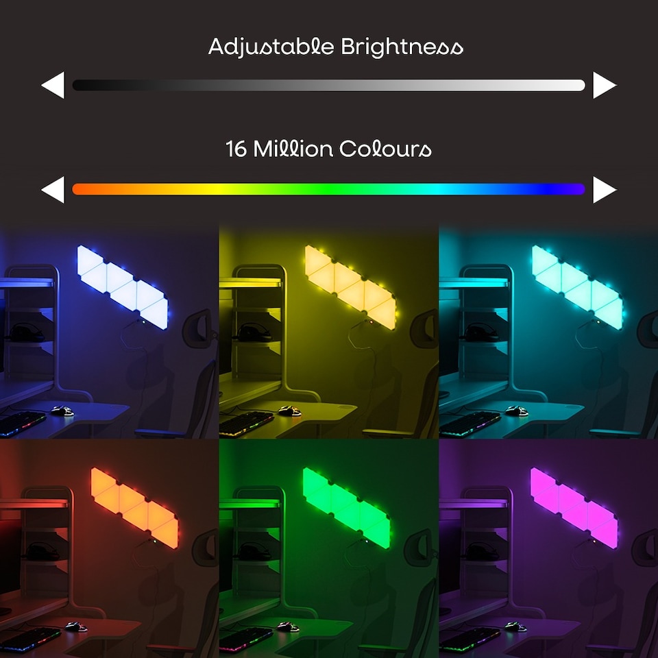 image 1 of ValueLights SMART RGBIC DIY Triangle Panel Light Kit