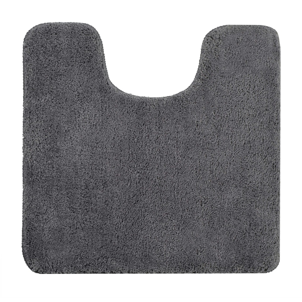 image 1 of Deep Pile Microfibre Pedestal Toilet Mat Non-Slip - Charcoal Grey