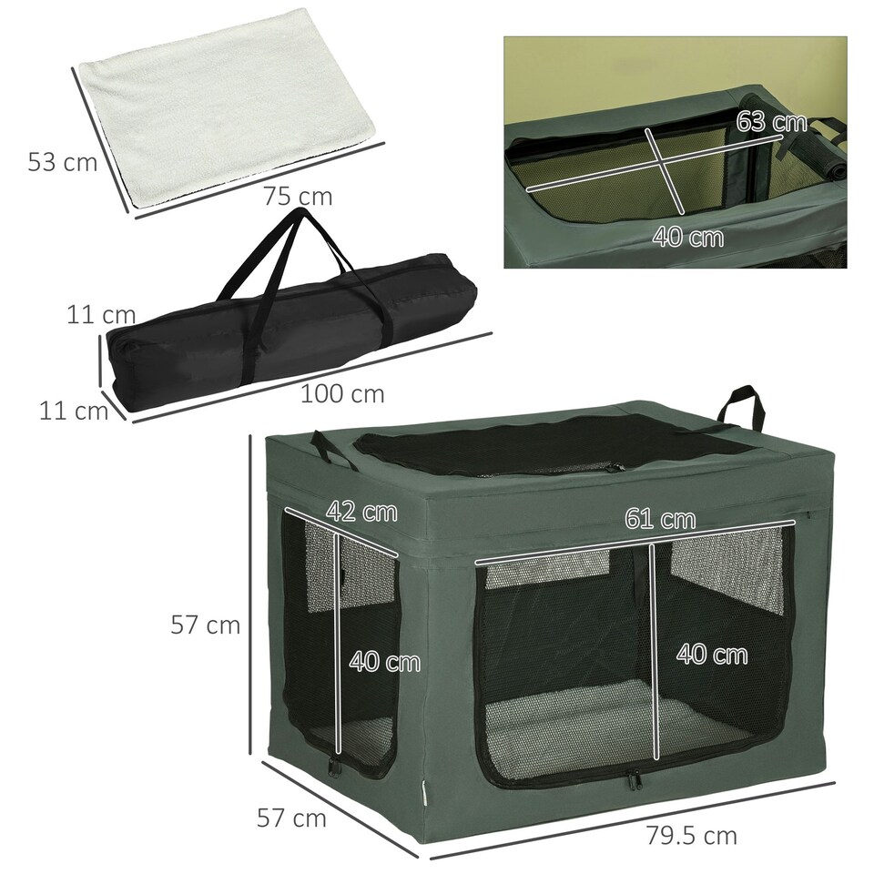 image 1 of PawHut 80cm Soft Side Pet Carrier w/ Cushion, for Medium Dogs - Grey