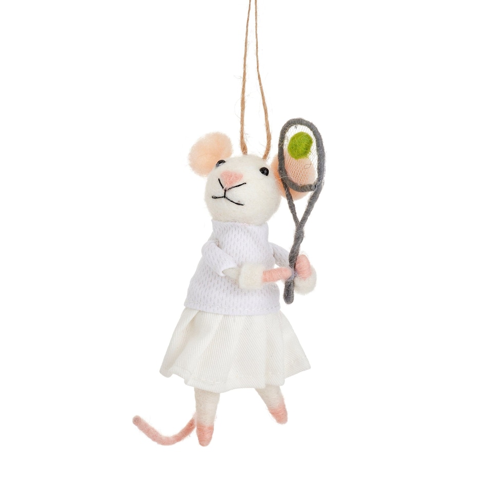 Sass & Belle Christmas Felt Tennis Mouse Christmas Tree Decoration