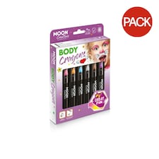 Moon Creations Body Crayons (Pack of 6) - Pink/Orange/Blue/Grey/Brown/Purple - One Size