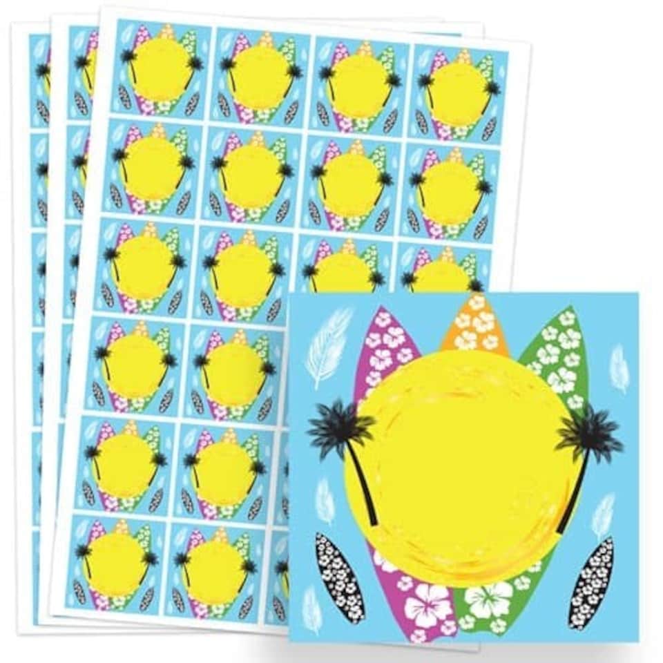 image 1 of Hawaiian Design 40mm Square Sticker sheet of 24