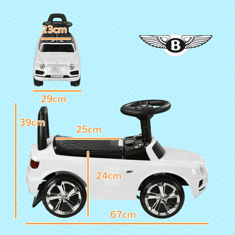 image 1 of AIYAPLAY Bentley Licensed Ride on Car, Foot to Floor w/ Music Horn - White