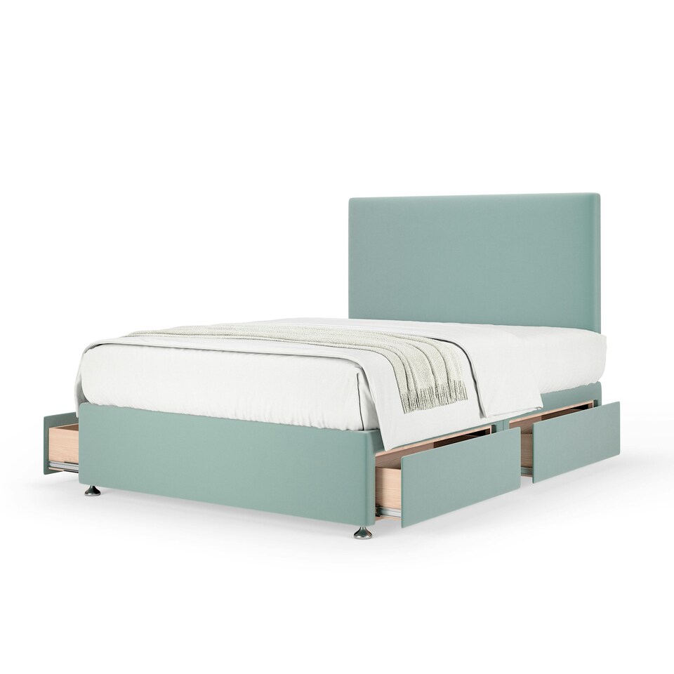 image 1 of Memory Maestro Memory Foam Duckegg Plush Velvet 4 Drawer Divan Set And Valencia Headboard King Size