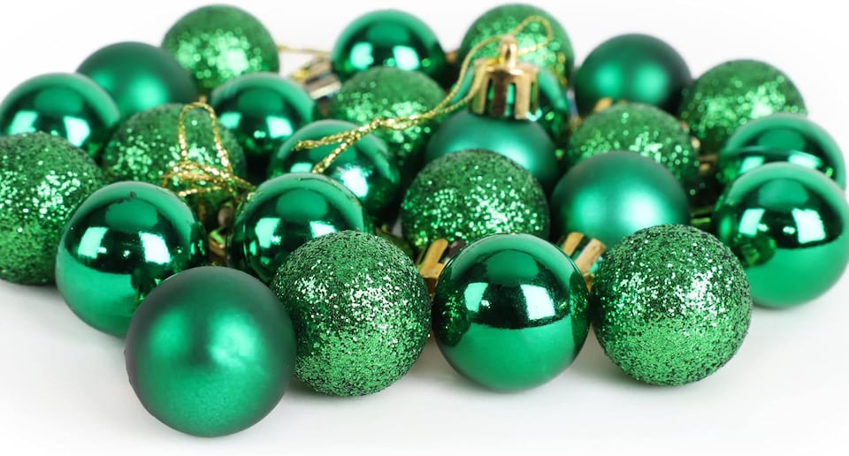 image 1 of 30mm/12Pcs Christmas Baubles Shatterproof Emerald Green,Tree Decorations