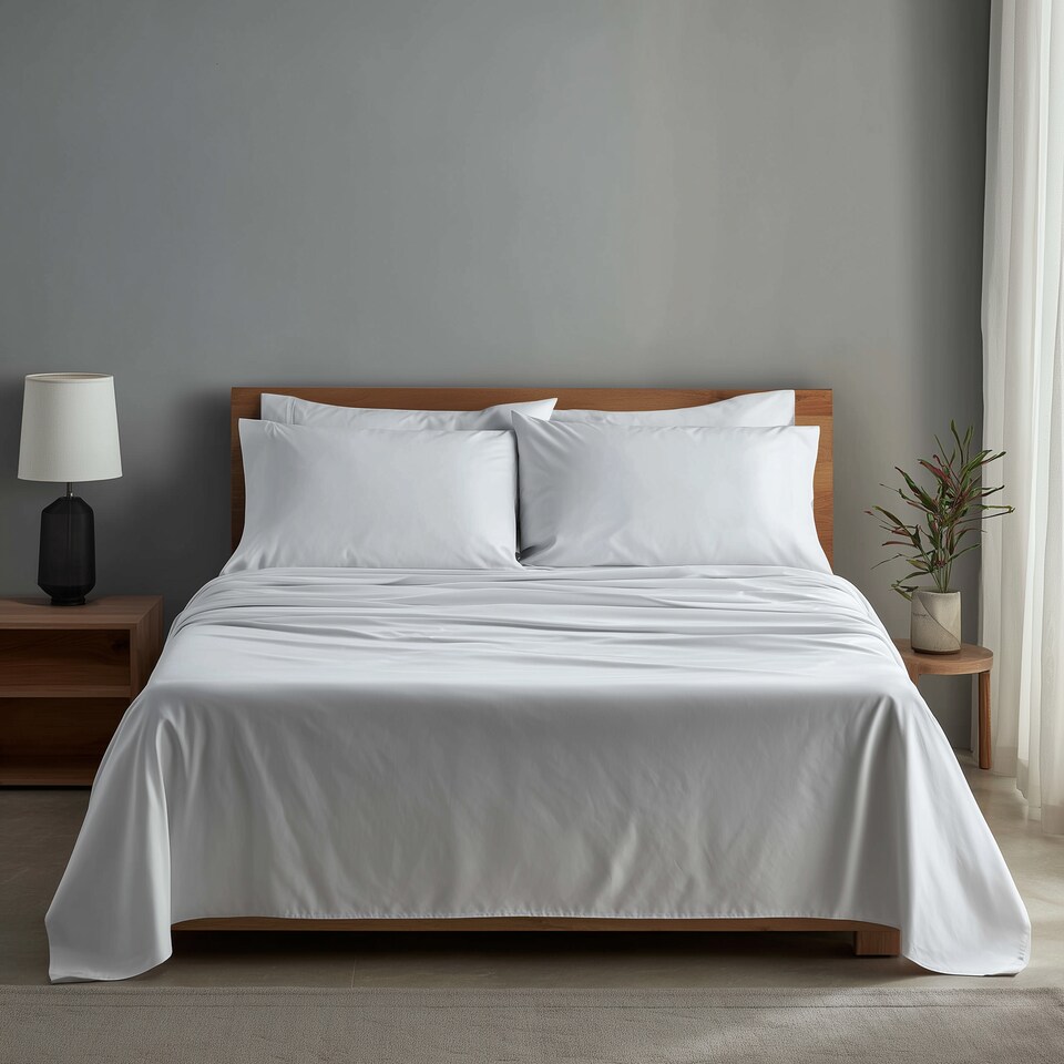 image 1 of Luxury 400TC Sateen Soft Touch Hotel Quality Flat Sheet Bed Linen | White | King